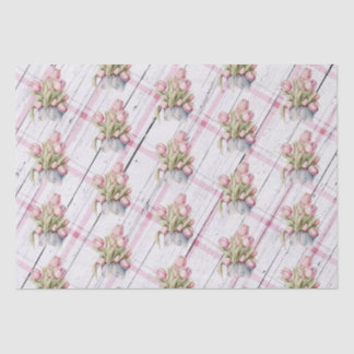 Papel De Seda Tulipas de primavera com fundo de armação cor-de-r