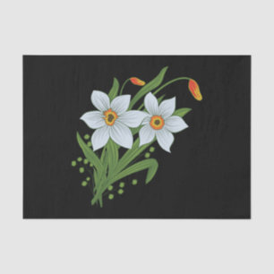 Papel De Seda Tulipas e Narcisos Flores Fundo Preto