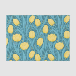 Papel De Seda Tulipas em azul e amarelo