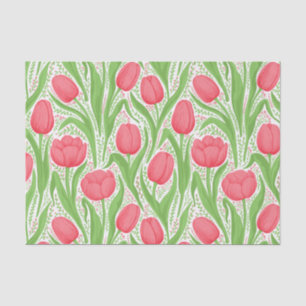 Papel De Seda Tulipas em vermelho e verde