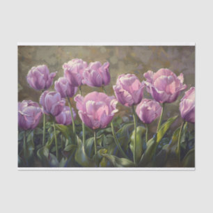 Papel De Seda Tulipas Púrpuras Pintura Botânica