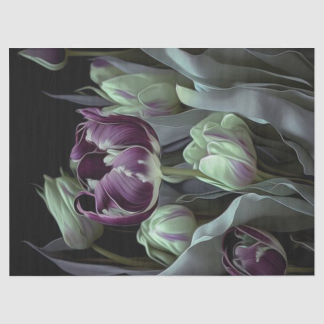 Papel De Seda Tulipas Van Gogh, Fantástico jardim roxo profundo (Frente )