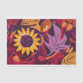 Papel De Seda Tumbleflower, Girassóis de Outono Pintados Rustica