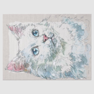 Papel De Seda Turco Van Cat Breed Watercolor Sketch