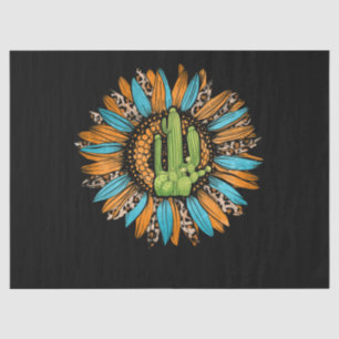 Papel De Seda Turife de Serape do Texas Lepard Turquoise Girasso