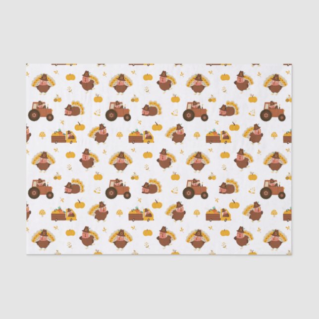 Papel De Seda Turkeys de Ação de Graças (Frente )