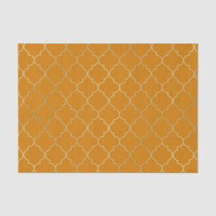 Papel De Seda Turmérico Amarelo & Dourado Padrão Quatrefoil Fest