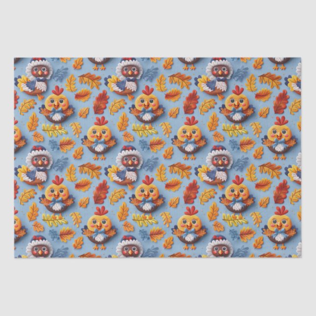 Papel De Seda Turnê De Ação De Graças E Pintinhos (Frente )