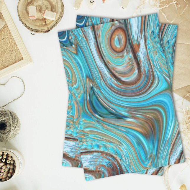 Papel De Seda turquesa azul-de-fazenda Turquesas de madeira (farmhouse teal blue Woodgrain turquoise swirls Tissue Paper)