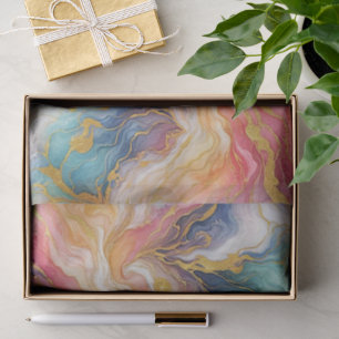 Papel De Seda Turquesa Azul Rosa Água Azul Roxo Mármore Dourado