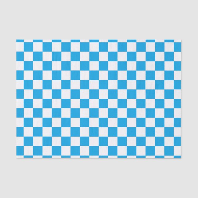 Papel De Seda Turquesa Checkered e branco (Frente )