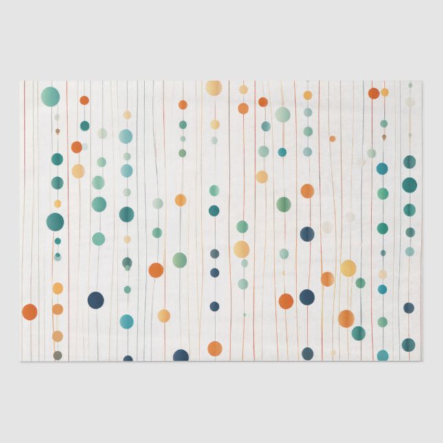 Papel De Seda Turquesa Círculos de Tangerina (Frente )