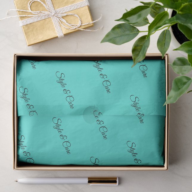 Papel de Seda Turquesa com Estampa de Nome Persona (Presente)