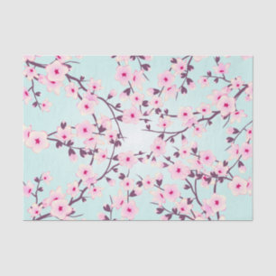 Papel De Seda Turquesa cor-de-rosa das flores de cerejeira