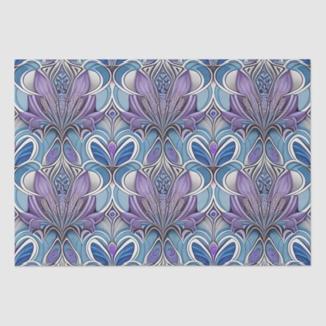 Papel De Seda Turquesa de Lavanda Azul de Art Silver AI (Frente )