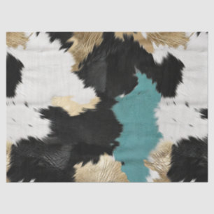 Papel De Seda Turquesa Dourada, Espinho Branco Preto
