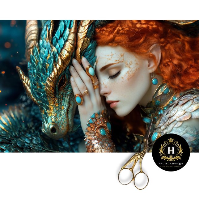 Papel De Seda Turquesa e Dourado Elf Dragon Desaparecer (Criador carregado)