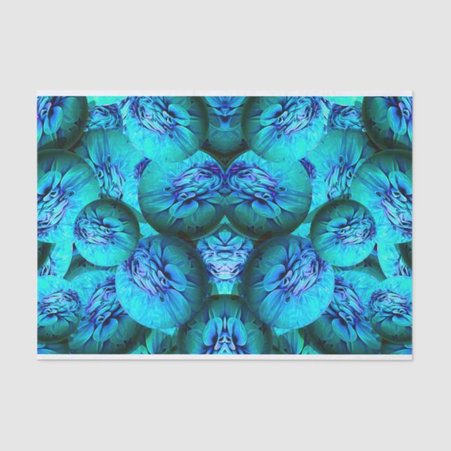 Papel De Seda Turquesa e esferas azuis em ótica 3D (Frente )