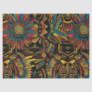 Papel De Seda Turquesa Luxuosa "Sonho Asteca" Tecido Elegante P