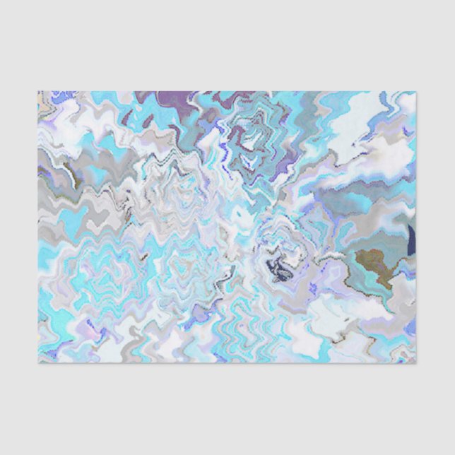 Papel De Seda Turquesa Moderna Chic e Design Abstrato Azul (Frente )