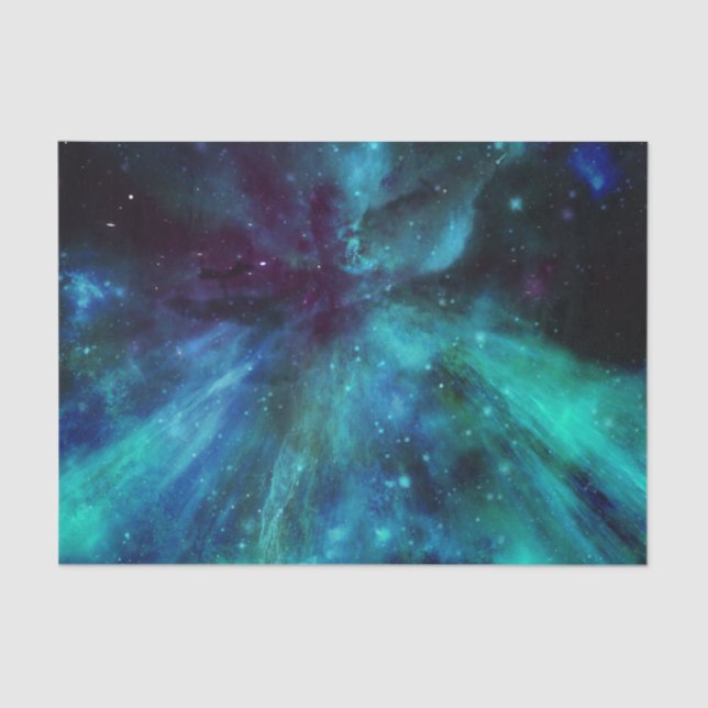 Papel De Seda Turquesa N Nebulosa Roxa (Frente )