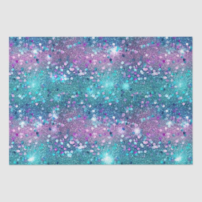 Papel De Seda Turquesa Roxa Sereia Sparkle Girly Glitz (Frente )
