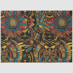 Papel De Seda Turquesa Tribal "Aztec Dream" Tecido Presente