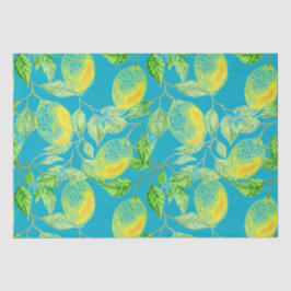 Papel De Seda Turquesa verde-amarela-limão-fruta