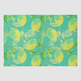 Papel De Seda Turquesa verde-amarela-limão-fruta