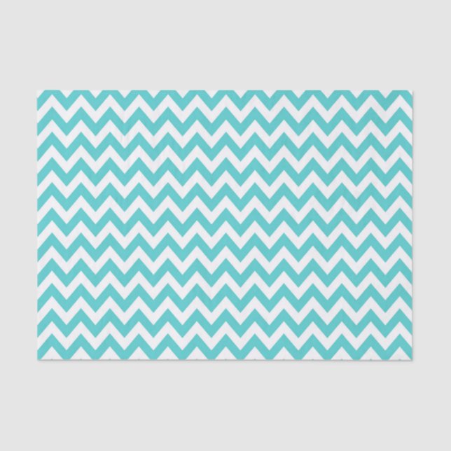 Papel De Seda Turquesa ZigZag/Padrão Chevron (Frente )