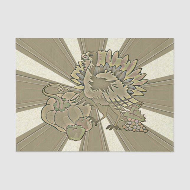 Papel De Seda Turquia no Dia de Ação de Graças - (Frente )