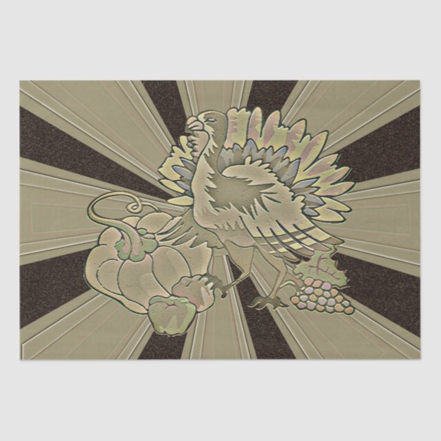 Papel De Seda Turquia no Dia de Ação de Graças - (Frente )