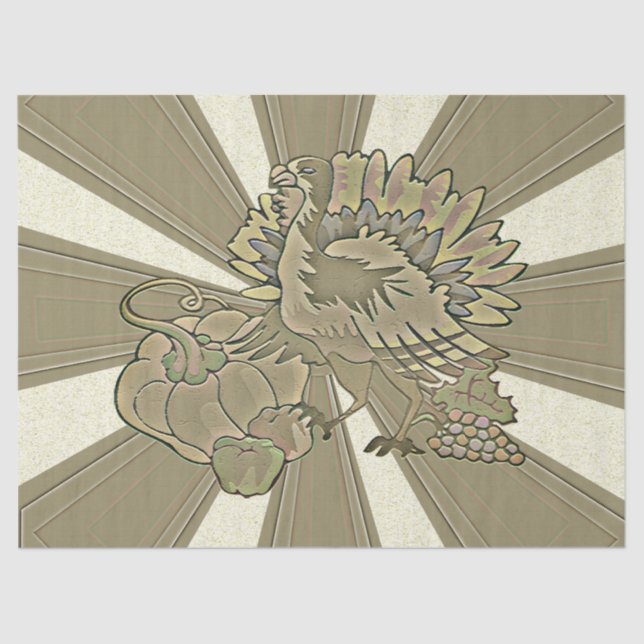 Papel De Seda Turquia no Dia de Ação de Graças - (Frente )