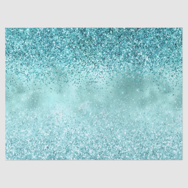 Papel De Seda Turquoise Aqua Dourada Glam Glitter (Frente )