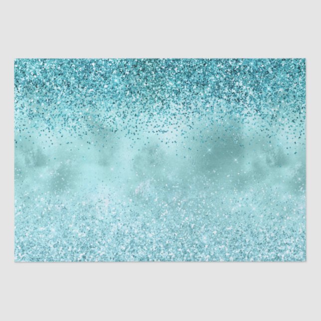 Papel De Seda Turquoise Aqua Dourada Glam Glitter (Frente )