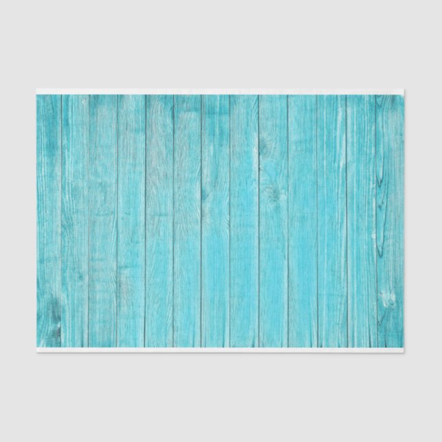 Papel De Seda Turquoise Faux Coastal Beach Wood Decoupage (Frente )