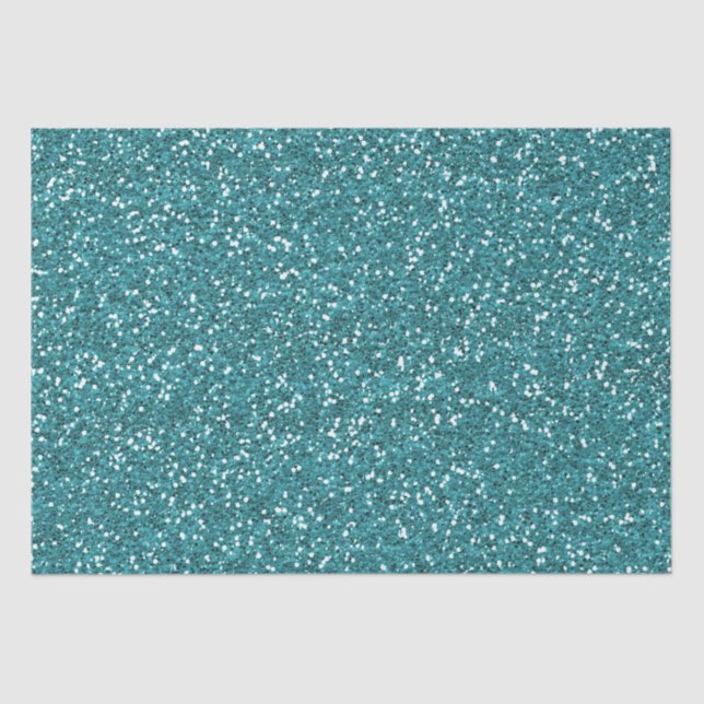 Papel De Seda Turquoise Faux Glitter (Frente )