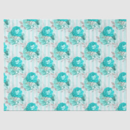 Papel De Seda Turquoise Floral Series Design 3 Tecido