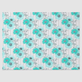 Papel De Seda Turquoise Floral Series Design 4 Tecido