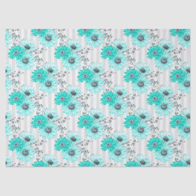 Papel De Seda Turquoise Floral Series Design 4 Tecido (Frente )