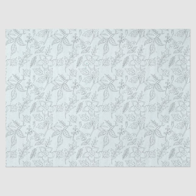 Papel De Seda Turquoise Floral Series Design 6 Tecido (Frente )