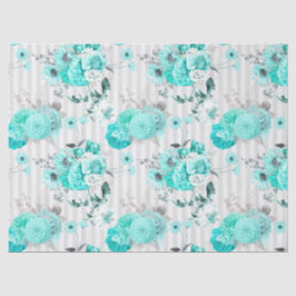 Papel De Seda Turquoise Floral Series Design 8 Tecido
