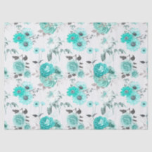 Turquoise Floral Series Design 9 Tecido