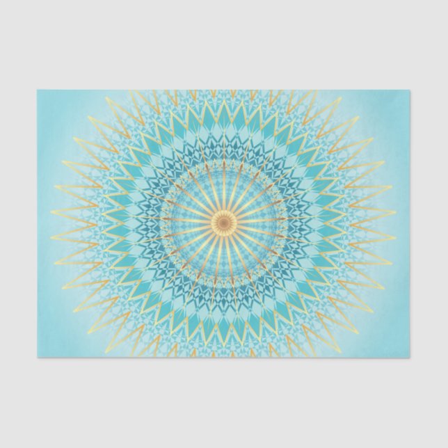 Papel De Seda Turquoise Gold Boho Mandala (Frente )