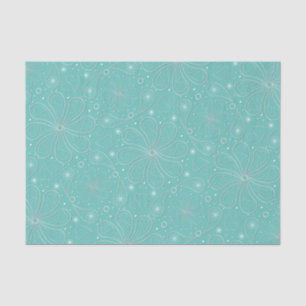 Papel De Seda Turquoise Paisley Floral Heart Pattern