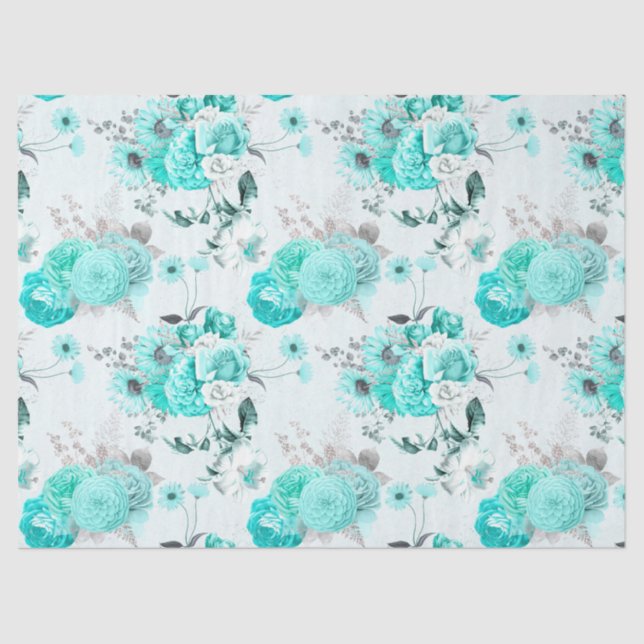 Papel De Seda Turquoise Série Floral Design 2 (Frente )