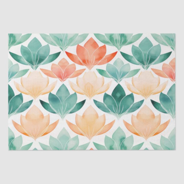 Papel De Seda Turquoise Tangerine Chic Floral (Frente )
