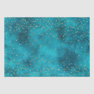 Papel De Seda Turquoise Teal Dourado Sparkle