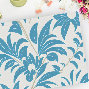 Papel De Seda Turquoise Vintage Retro Meio século Floral