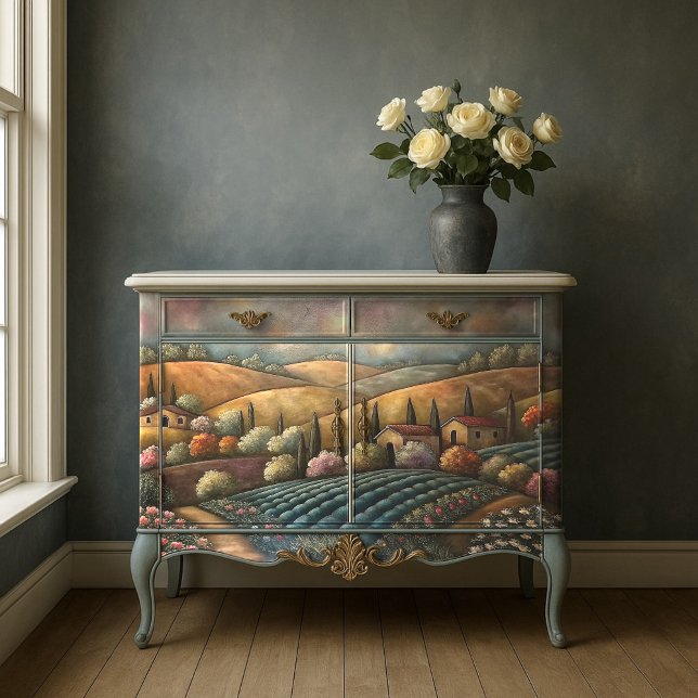 Papel De Seda Tuscan Vineyard Colinas Decoupage (Tuscan Vineyard Hills Decoupage Tissue Paper)